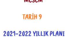 MESEM 9.Sınıf Tarih Dersi Yıllık Planı (2021-2022)
